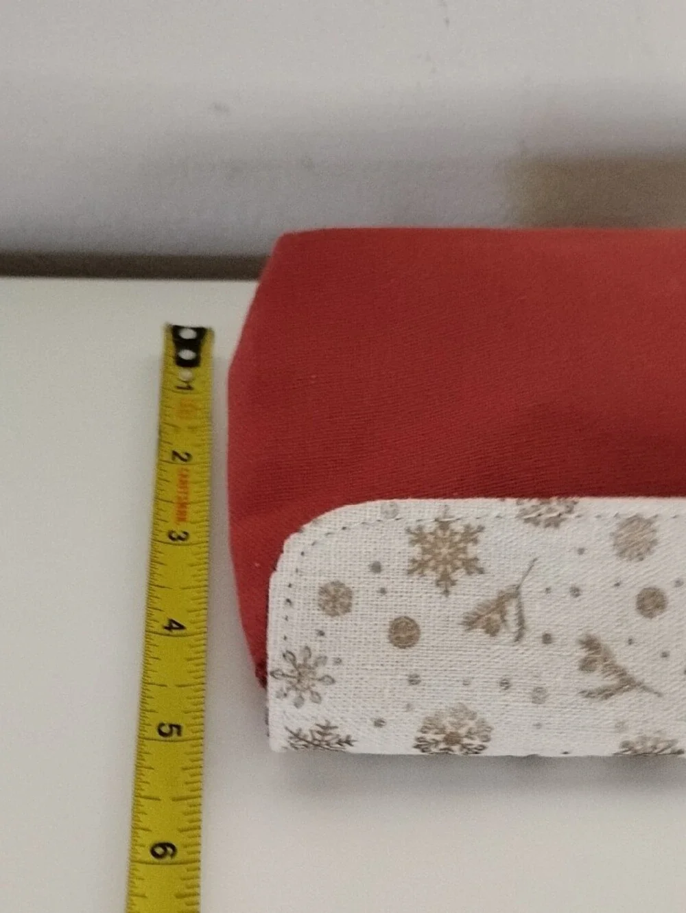 EAC Red Canvas Cosmetic Pouch with Cream Patterned Trim